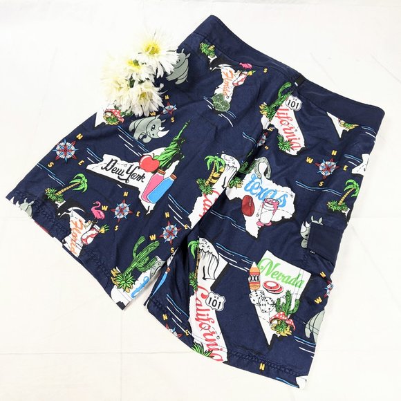 🔥Host Pick🔥 Ecko Unltd. Navy Blue State Print Board Shorts SZ 36 - Picture 13 of 13